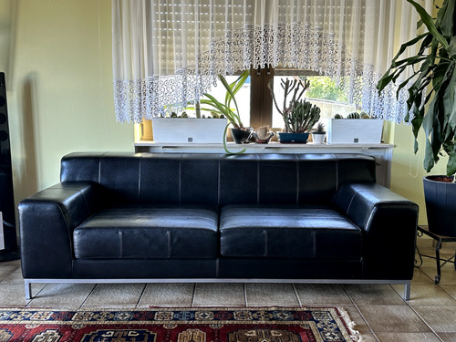 Ledersofa mit hocker - ledersofa,
