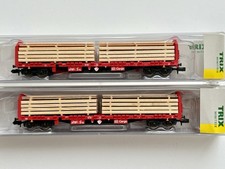 2x Minitrix 15650 Flachwagen