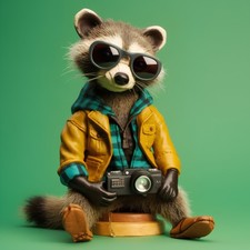 Wandbild: Waschbär in Jacke