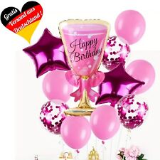 GEBURTAGS BALLON SET ⭐️ Happy Birthday Set Folienballon Konfettiballon Sektglas