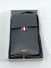 Thom Browne Black Leather Phone Holder With Strap MAC113A-00198-001