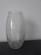 Ovale Glasvase in Crashoptik, 17cm hoch