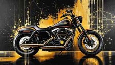 XXL Leinwandbilder Motorrad Hommage Harley Davidson Gold Edtiion bis 180x100