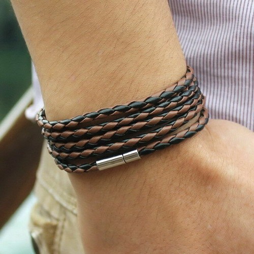 Schwarz armband lederarmband - schwarz,