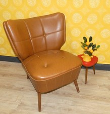 50er Jahre Cocktailsessel Skai caramell Kunstleder Sessel 1 von 2 guter Zustand