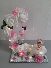 Taufe , Geburt Mädchen Geschenk mit LED Beleuchtung Und Baby Figuren