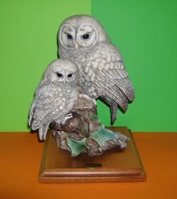 Jagd Jäger Raubvogel  G. Armani Figur Eule 2 Eulen   Florence Capodimonte 