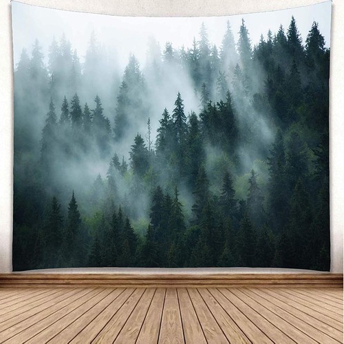 Wandteppich landschaft neblig - wandteppich,