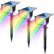 LOTMOS Bunt RGB Solarlampen für Außen Garten [3 Stück/20 LED/6 Feste Farben/1