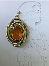 Anhänger mit großem Glasstein, Vintage Modeschmuck 50er/ 60er Jahre