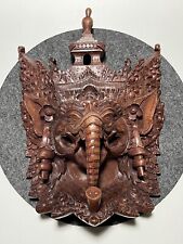 massive Ganesha Holz Wandmaske Skulptur Indien Bali Hindu Elefanten Gott