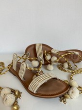 Gioseppo Damenschuhe Riemen-Sommersandalen gold - weiß - Gladiator-Stil - Gr. 40