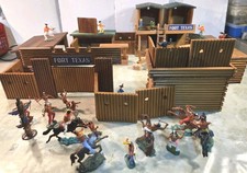 Western Fort Texas aus Holz mit 23 Aufstellfiguren Indianer Cowboys Hong Kong 