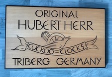 Original Hubert Herr Firmenschild Cuckoo-Clocks Triberg im Schwarzwald 60x37 cm