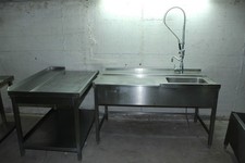 WINTERHALTER Zulauftisch Edelstahl Spülmaschine Tisch Waschbecken Spül Brause