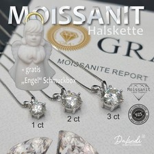 Halskette mit Moissanit Anhänger 1 ct, 2 ct oder 3ct,  Schmuck 925 Sterling