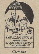 92/276 WERBUNG AUS EINER ZEITSCHRIFT 1925 CHEMNITZ BELEUCHTUNGSKÖRPER SPITZNER 