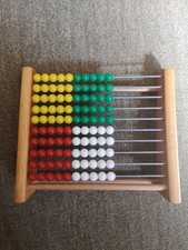 Vintage Rechenschieber Rechenhilfe Holz bunt Kinder Mathe lernen