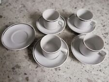 PICCO Espressotassen 4 Stück  Tassen mit 5 Stück Untertassen Silberrand