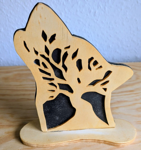 Holz dekofigur wolf - holz, sockel