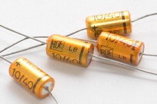 4x Elko-Kondensator von ROE Typ EB Gold, 10 µF / 40 V, Audio Capacitor, NOS