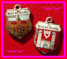 ꧁ BETTELARMBAND anhänger NIEDERSACHSEN wappen BÜCKEBURG mit SCHLOSS silber 835 ꧂