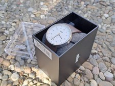 Braun - minimalistische simple Armbanduhr - 38 mm Unisex - weißes Ziffernblatt