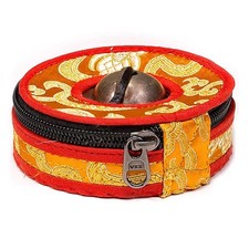 Tasche für Tingsha Zimbeln orange/rot Large -- 9 cm