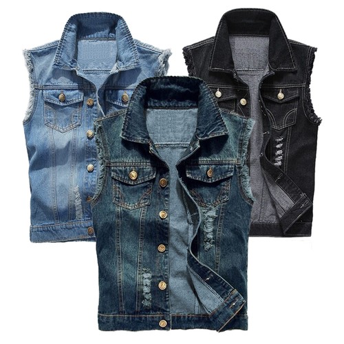 Herren denim westen zerrissen - denim,