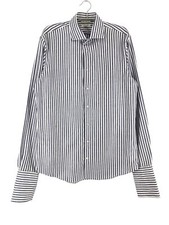 SUITSUPPLY Leinen Blau Formales Gestreiftes Extra Slim Fit Hemd Größe 43 -