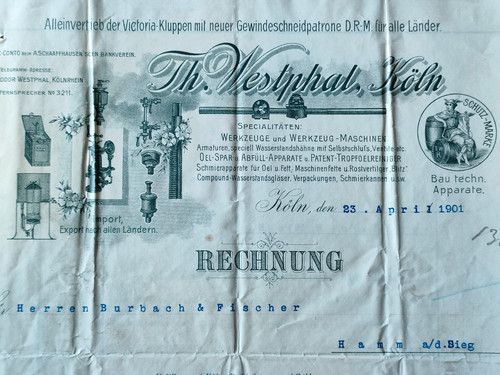 Rechnung westphal köln - rechnung, th.