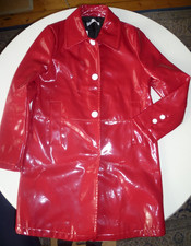 MANGO Lackmantel Regen Jacke Damen ROT 36 NEU