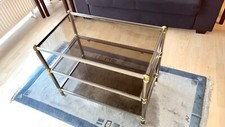Couchtisch/Beistelltisch Messing/Edelstahl , Rauchglasscheiben