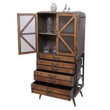 B-Ware Hochschrank MCW-F91, Wohnzimmerschrank, Holz 128x60x33cm braun-schwarz