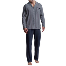 Götzburg Herren Schlafanzug lang Baumwolle durchgeknöpft Brooklyn Pyjama 1/1 Arm