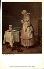 Künstlerkarte Kunstverlag Wolfrum ~1910 Maler Künstler CHARDIN "Das Frühstück"