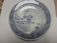 Boch  Delfts  Keramik Wandteller Windmühle  am  Bach 31 cm Top