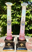 Pair of white opaline fleur de