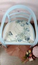 Stuhl Art Deco BAUHAUS ca. 1920 Federkern MUTTER MIT BABY SCHMETTERLING Blau V4