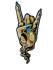 Heavy metal hand skull patch - metal,