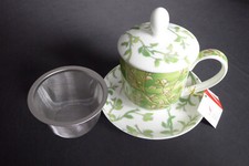 TeaLogic Dekor YASMIN Teetasse mit Untertasse Deckel und Edelstahlfilter neu
