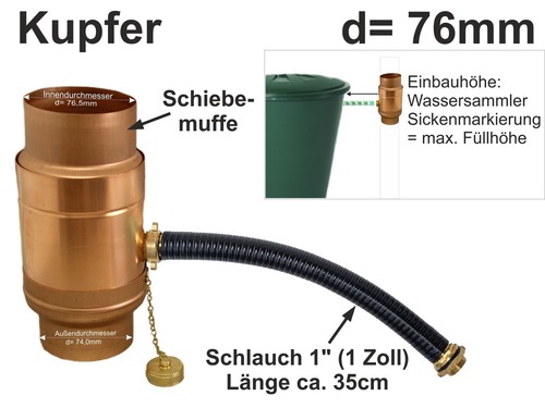 Kupfer fallrohr regensammler - kupfer,