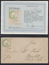 BRUSTSCHILD: MiNr. 23 SOLOFRANKATUR im ORTSVERKEHR DARMSTADT 1874