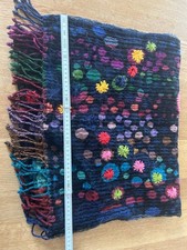 Damen Schal Winter Wollmix, teilweise bestickt, schwarz/bunt