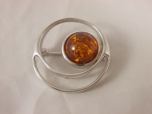 Vintage brosche mit bernstein - brosche,
