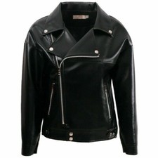 Damen Kunstleder Biker Jacke