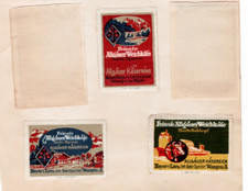 3 alte Reklamemarken Allgäuer Käse der Firma Hoyer & Lavo aus Wangen im Allgäu