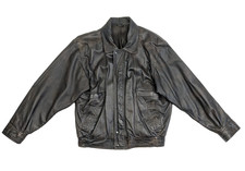 C&A Vintage Lederjacke Herren 46 Braun Bomber Pilot Blouson Jacke Leder 80er