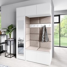 Garderoben-Set Arno Kleiderschrank Polsterplatten Schuhschrank Schrankaufsatz