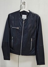 Lederjacke Gr.40 / L  MANGO Woman dunkles Nachtblau Biker  *Neu ohne Etikett*